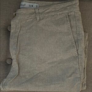 Slim Linen Blend Men’s Pants - Beige 36/32